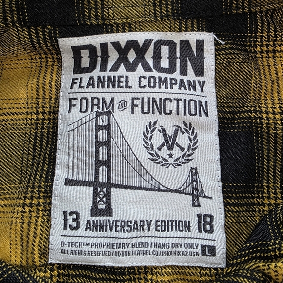 Dixxon Flannel Co Form & Function Black/Yellow Plaid Flannel Pearl Snap Women L - Picture 3 of 9